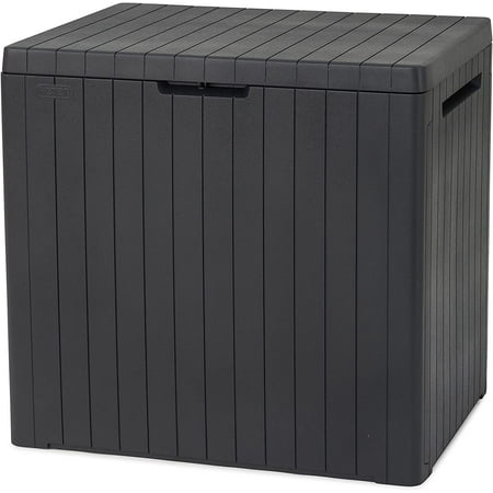 Keter City 30 Gallon Resin Deck Box for Patio Furniture  Pool Accessories  and Storage for Outdoor Toys  Grey