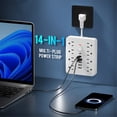 thumbnail image 4 of 14-in-1 Multi-Functional Power Strip with 8 US Standard Outlets, 4 USB Ports & 2 PD Fast-Charging Type-C Ports – Compact 0.08m Black Power Solution for Home and Office Electrical Needs, 4 of 7