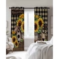 thumbnail image 4 of Yellow Sunflowers Blackout Curtains for Bedroom Living Room Darkening Curtains 54 Inch Long Western Star Brown Farmhouse Plaid Short Curtain for Small Window Treatment Grommet Drapes 52"x54"x2, 4 of 9