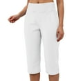 thumbnail image 4 of GEWSEY Dressy Capri Pants for Women Stretch High Waisted Crop Work Pants Summer Casual Capris Slacks Yoga Trousers Dress Pant (White, M), 4 of 9