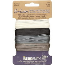 The Beadsmith S-Lon Bead Cord – .5 mm Twisted Nylon Cord for Stringing, TEX210, Basic Mix, 4 Colors, 10 Yards Each Color