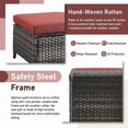thumbnail image 4 of Unnifurnzi Outdoor Ottoman Set of 2-All Weather Wicker Outdoor Footstool with Removable Cushions Outdoor Olefin Fabric Patio Ottoman for Deck Porch Balcony Garden-Gray/Red, 4 of 7