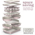 thumbnail image 4 of Country Kitchen Bakeware Set, 22-Piece Nonstick Stackable Baking Sheets with Silicone Handles, Pink, 4 of 7