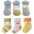 thumbnail image 1 of Laklulu Calcetines de algodón para bebé, calcetines de invierno cálidos y gruesos antideslizantes para niños pequeños y niñas, calcetines lindos con flores y animales para bebé, 6 pares, 1 of 6