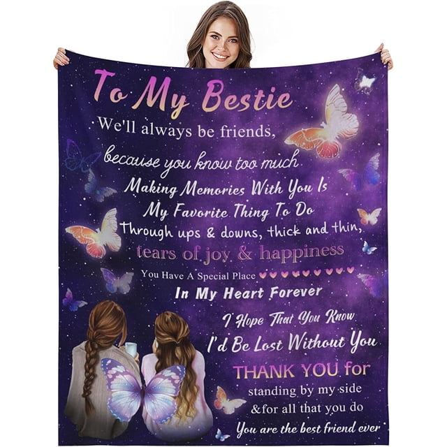 LHSHID Best Friend Blanket Best Friend Birthday Gifts for Women Friendship Gifts for Women Friends Throw Blankets for Bed Sofa Couch Travel 60x80in