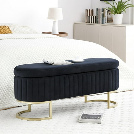 Elegant Oval Bench with Storage / Ideal for Foyer and Guest Seating
