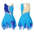 thumbnail image 3 of renvena Kids Girls Figure Ice Skating Dress Rhinestone Irregular Mesh Hem Gymnastic Tutu Dancewear Size 6-16 Blue 10, 3 of 7