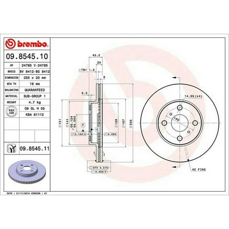 Brembo 09854511 Disc Brake Rotor