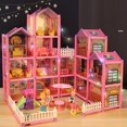 thumbnail image 2 of Big Villa DIY Dollhouses Pink Castle Play House With Slide Yard Kit Assembled Doll House Toys For Girls Children Gifts heqiyong LED, 2 of 2