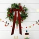 thumbnail image 4 of Adorno de lazos de terciopelo navideño | Moño de cinta roja flokada para árbol, corona, envoltorio de regalo | Decoración navideña colgante duradera, elegante toque festivo, toque suave, paquete de 1, 4 of 7