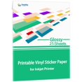thumbnail image 1 of Gwybkq Glossy Printable Vinyl Sticker Paper For Inkjet Printer 25 Sheets 8.5""X11"" Adhseive White Labels Decal Papers, 1 of 4