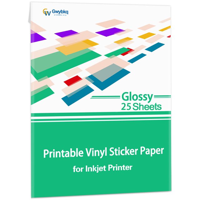 Gwybkq Glossy Printable Vinyl Sticker Paper For Inkjet Printer 25 Sheets 8.5""X11"" Adhseive White Labels Decal Papers