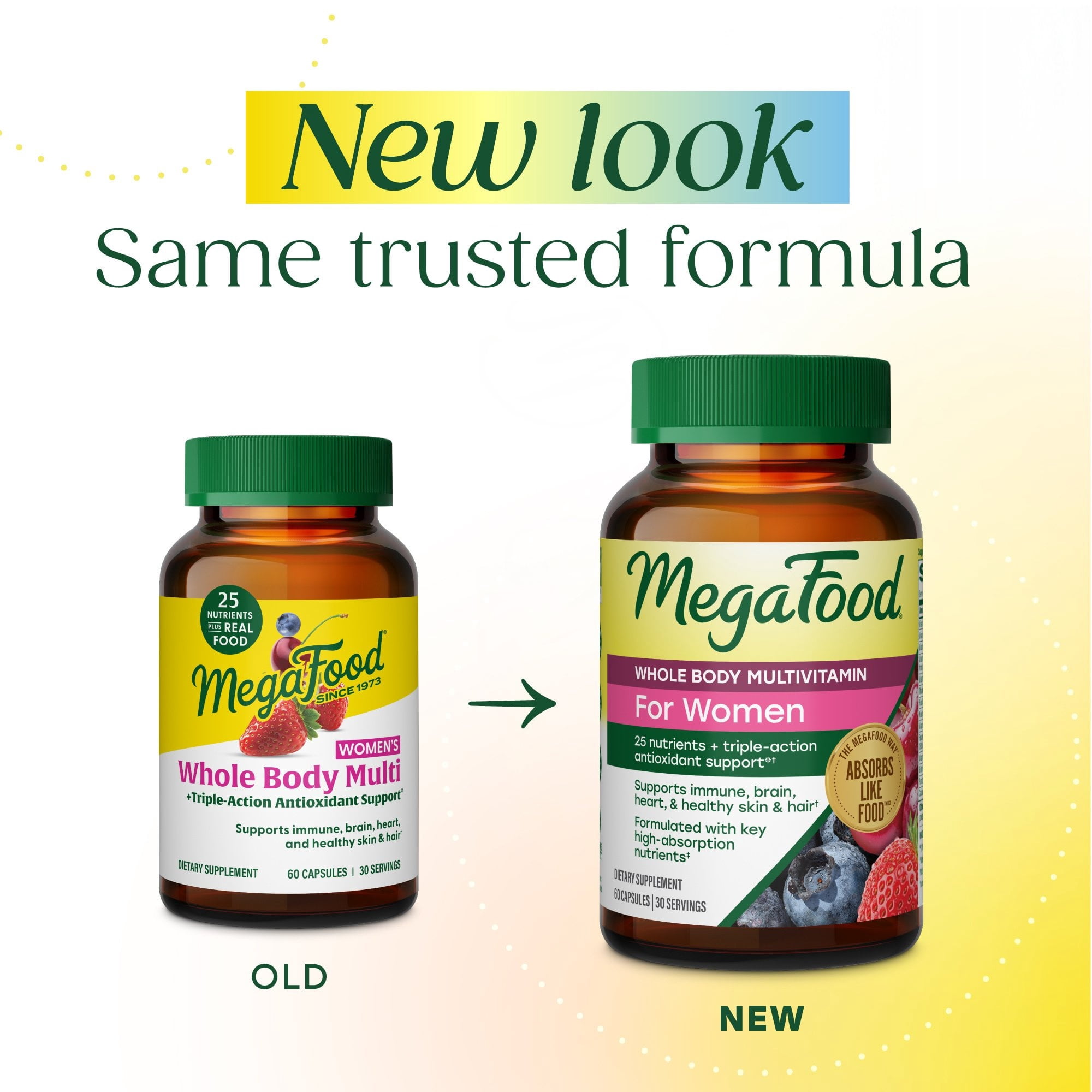 (3 pack) MegaFood Whole Body Women's Multivitamin Multivitamin for Women Vitamin D3 K2, Magnesium Citrate, Folate, Biotin, Iron Brain, Heart, Skin & Hair & Immune Support 60 Capsules, 30 servings
