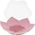thumbnail image 3 of Silicone Flower Soap Tray 2pcs Set – Elegant Draining Soap Holder for Bathroom and Kitchen Use, Quick Drying, White & Pink, 3 of 4