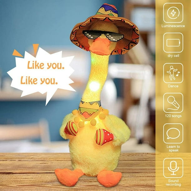 Juguete De Pato De Peluche Que Baila, Juguete De Pato Que Canta Y Baila, Juguete De Pato Musical Eléctrico Con 120 Canciones, Juguete De Pato Que Baila Cantando Con Luz Y ANGGREK Descripción de la referencia