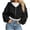 *Black, variant on ClodeEU Women's Zip Up Long Sleeve Cropped Hooded Sweatshirt with Drawstring ,Casual Hoodie Jacket with Pockets ,Women's Plus L