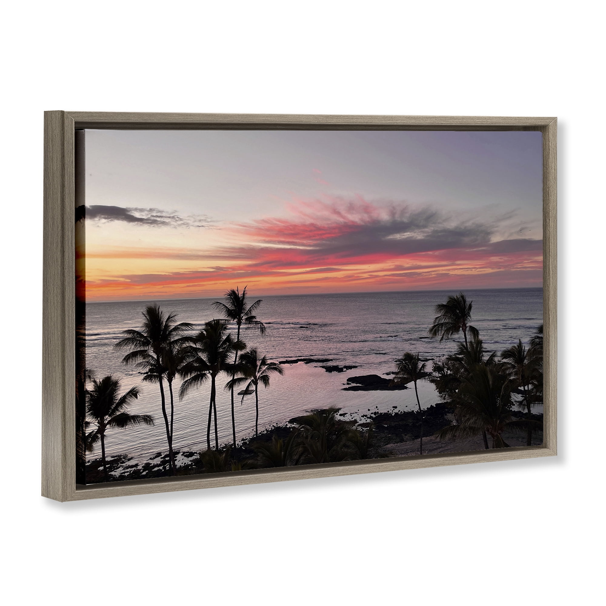 Stupell Industries Fierce Sunset View Landscape Photography Brown Floater Framed Canvas Art Print Wall Art, 25 x 17