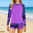 thumbnail image 4 of ZOYOEN Girls Rash Guard Swimsuits 2 Piece- Print Modest Long Sleeve Full Coverage Kids Bathing Suit Multicolor Size 6-14, 4 of 5