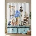 thumbnail image 4 of Vintage Lighthouse Shower Curtain, Anchor Book Map Hydrangea Starfish Shell Waterproof Shower Curtain Set with 12 Hooks Lightweight Washable Fabric Shower Curtains for Bathroom 72x72 Inches, 4 of 6