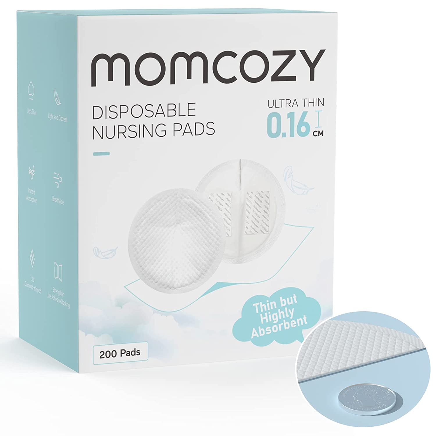  NatureBond Disposable Nursing Pads Ultra Thin Breastfeeding  Breast Pads, Light, Contoured and Highly Absorbent. Highest  Absorbency/Thinness Ratio 1mm (60 Pads) : Baby