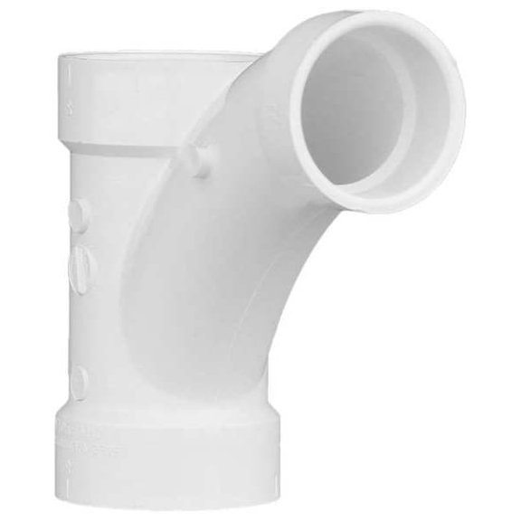 PVC Wye and 45 Degree Elbow, Hub, 3 in x 3 in x 1 1/2 in Pipe Size 05837