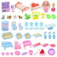 thumbnail image 6 of CuteStone Summer Dollhouse with 10 Rooms, 232PCS Furniture, Colorful Lights & 2 Dolls – Indoor & Outdoor Gift for Girls Ages 3+, 6 of 11