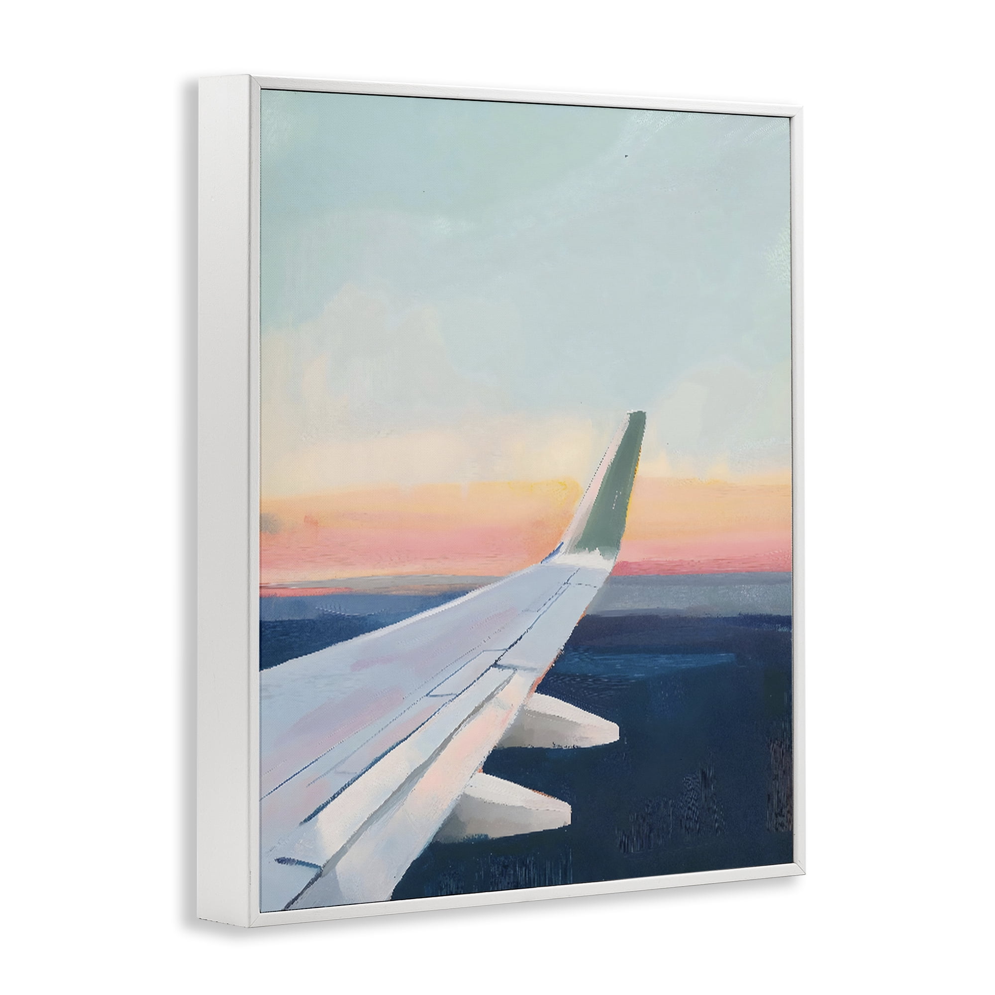Stupell Industries Airplane Wing Sunset White Framed Giclee Art, design by The Prints Vibe