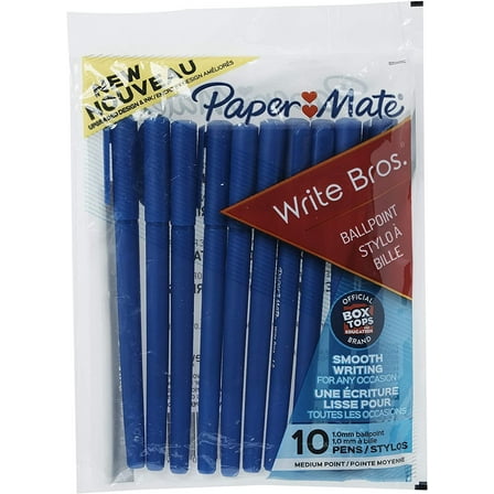 Paper Mate Write Bros Ballpoint Pens Medium Point - 1.0 mm - 10 Count, Blue