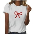 thumbnail image 4 of Erwazi Womens Short Sleeve Crew Neck Valentine T Shirts Bow Printed Tee Tops, 4 of 5