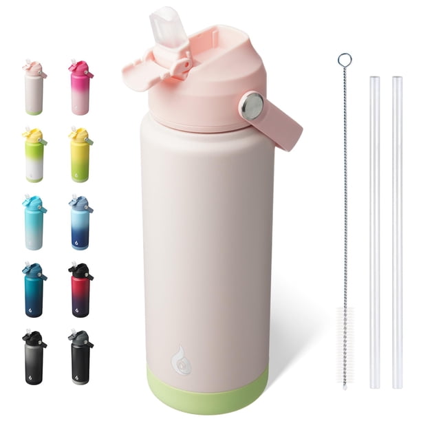Bjpkpk Botella De Agua Con Tapa De Pajita, Botellas De Agua Con Aislamiento Al Vacío De 24 Onzas, Termo De Acero Inoxidable De Metal Para Viajes Deportivos, Sin Bpa, A Prueba De Fugas, Termos, Vasos,