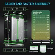 ALPHAGROW 2 x 2 ft 600D Canvas Grow Tent Kit with 33 W LED Light, 6 in Inline Fan and Carbon Filter