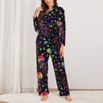 thumbnail image 2 of Fuzoiu Rainbow Jellyfishes Print Women's Long-Sleeved Pajama,Lounge Button Down Nightwear,Womens Notch Collar Pajama Set-XX-Large, 2 of 7