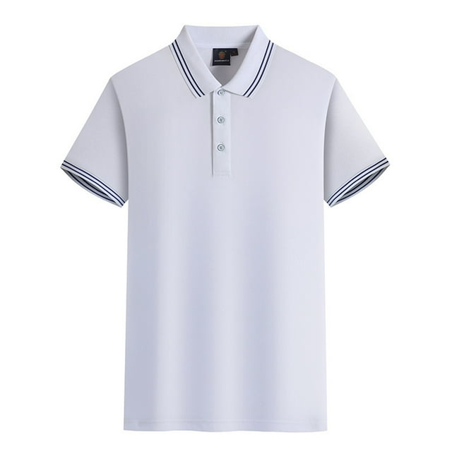 MAWCLOS Polo T-Shirt pour Garçons Coupe Ajustée Hauts Hommes Manches Courtes Décontracté Haut de Bureau Blanc TG
