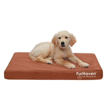 UPC: 0842229125344 | FurHaven Pet Products Indoor/Outdoor Oxford Deluxe Full Support Pet Bed for Dogs & Cats – Chestnut Medium