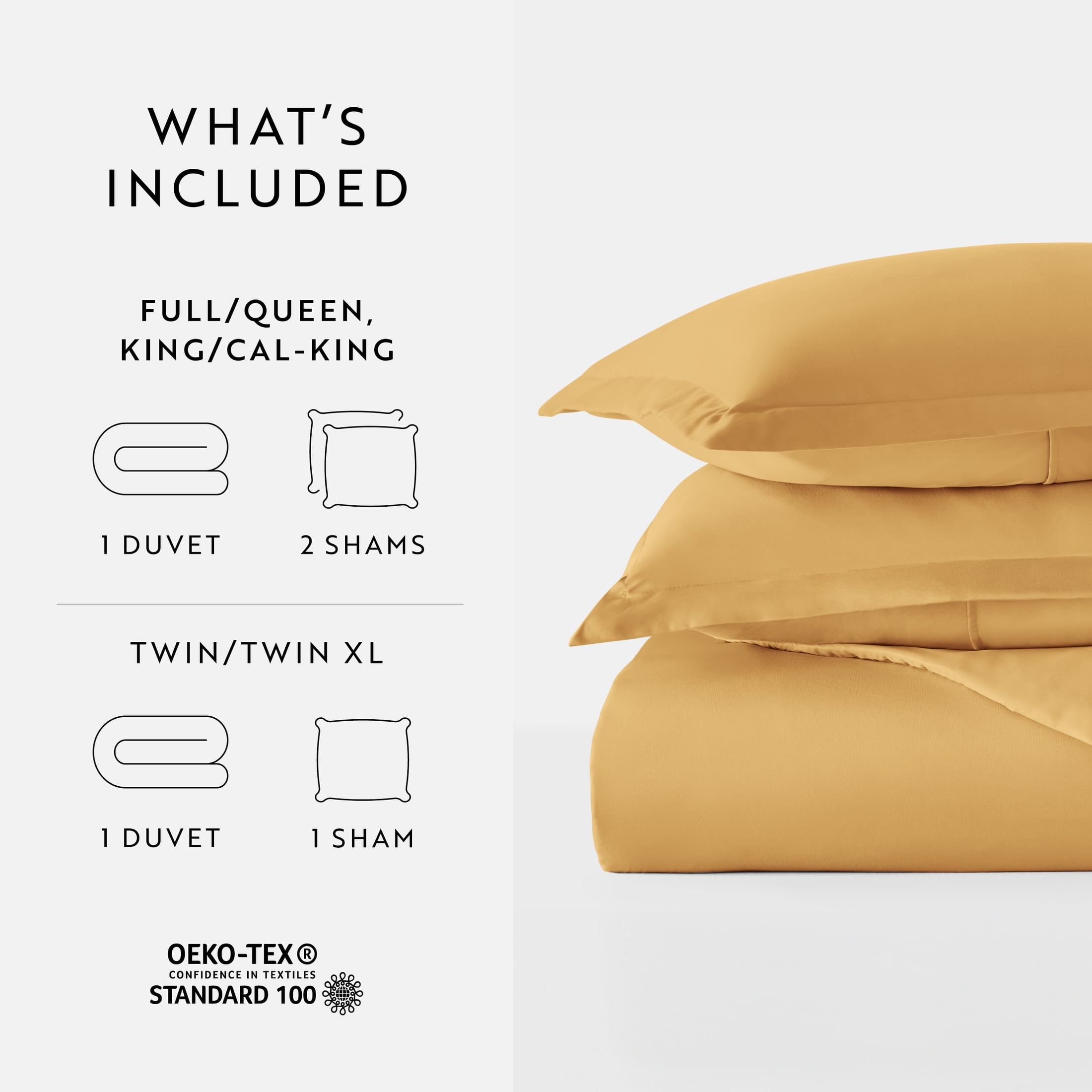 Noble Linens 3-Piece Gold Duvet Cover Set, King/ Cal King