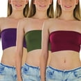 thumbnail image 3 of ToBeInStyle Women's 3-Pack Seamless Strapless Tube Top Bras, Wire-Free, No Padding, Fall Colors, One Size, 3 of 17