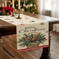 thumbnail image 3 of Merry Christmas Pine Basket Dining Table Runner, Xmas Red Berries Snowflake Burlap Kitchen Decoration, Winter Holiday Indoor Outdoor Home Decor Party Supply 13 x 72 Inches, 3 of 3