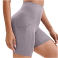 thumbnail image 3 of UVEASISHA Women Workout Shorts with Pockets High Waisted Tummy Control Yoga Shorts Soft Stretch Biker Shorts Purple XL, 3 of 6