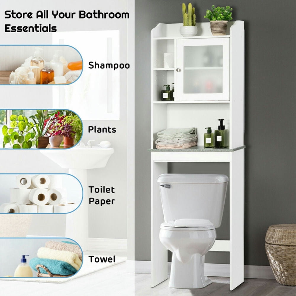 Finihen Toilet Storage Cabinet, Bathroom Cabinet Organizer, Bathroom Space Saver Over-the-Toilet Cabinet, for Bathroom, White