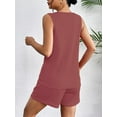 thumbnail image 5 of Ekouaer Pajamas Tank Top and Shorts Lounge Sets Waffle Knit V Neck Pj Short Sets Casual Outfits for Women, 5 of 7