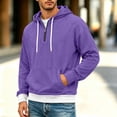 thumbnail image 2 of Seffadzy Men's Waffle Knit Hooded Quarter Zip Pullover Sweatshirt with Pockets Drawstring Long Sleeve Solid Color Casual Top Purple L, 2 of 6