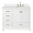 thumbnail image 2 of Ariel Cambridge 43 In. Right Offset Oval Sink Vanity With White Quartz Countertop In White, 2 of 10