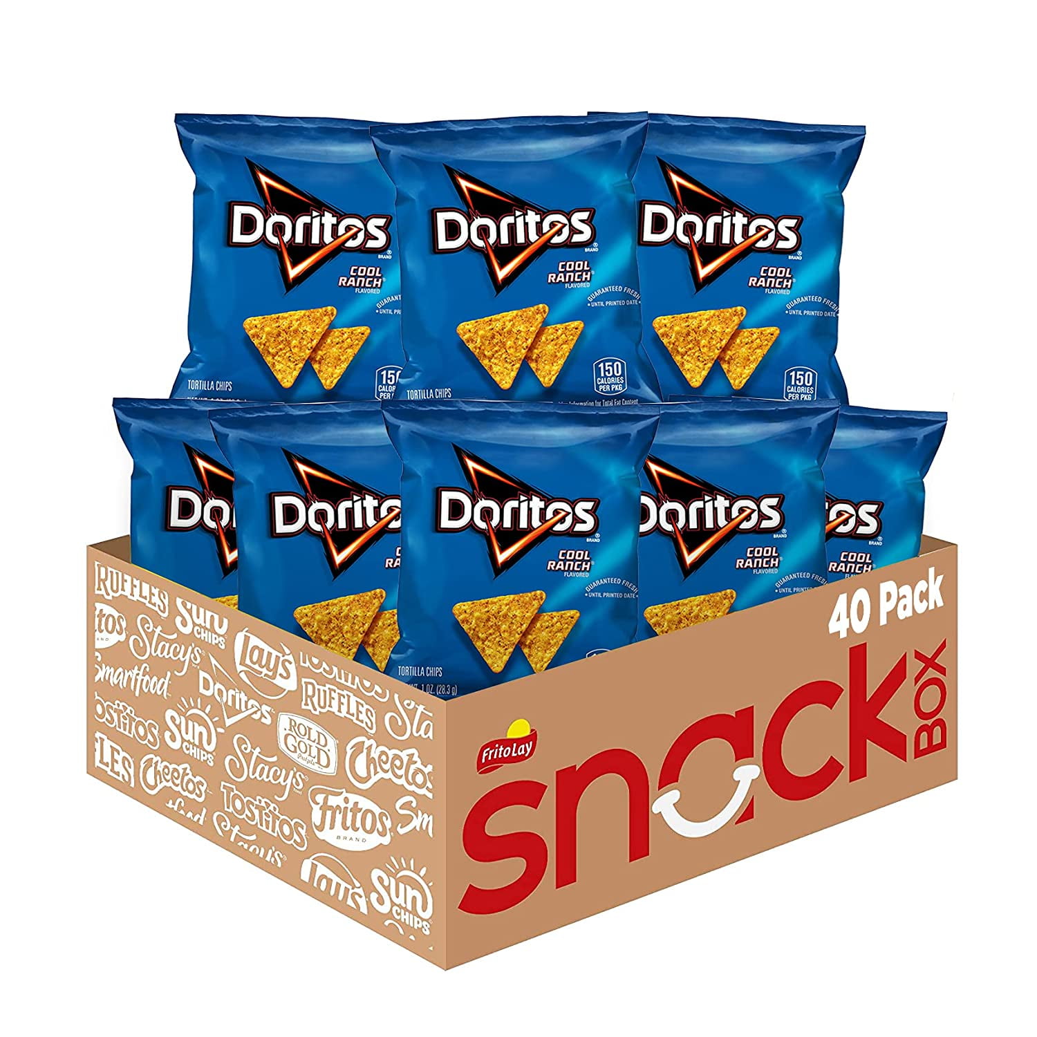 Doritos Cool Ranch Flavored Tortilla Chips, Cool Ranch, 1 oz Bags, 40