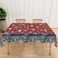 thumbnail image 4 of Duangreer Retro Red Christmas Rectangle Tablecloth, Cartoon Snowman Snowhouse Print Table Cover with Waterproof Wrinkle Resistant for Party Decorations, 60 x 84 Inch, 4 of 6