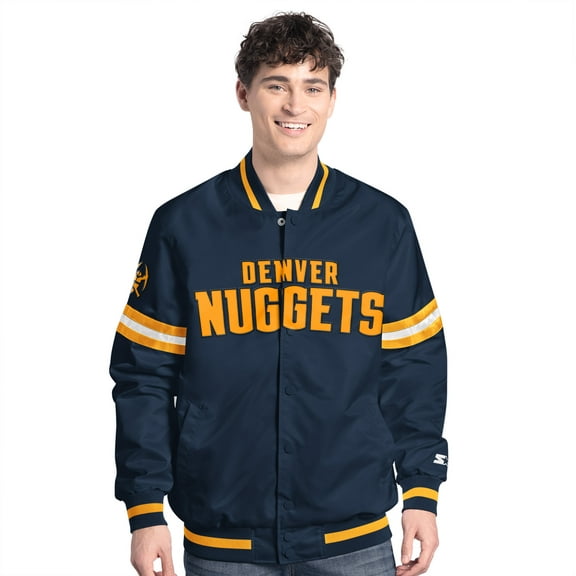 Men's Starter Navy/Gold Denver Nuggets Scout Full Snap Varsity Jacket