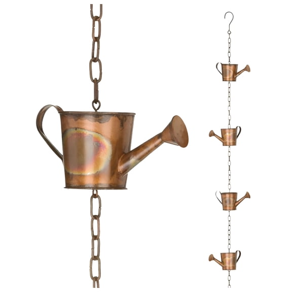 ACDANC 8 FT Rain Chain - Metal Garden Art Gift,Rain Chain for Gutters,Rain Catcher for Downspout with Adapter,Thick Iron Flower Cups Garden Decorative