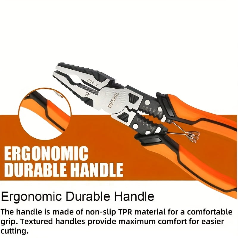 1/3pcs Industrial-Grade Multi-Functional 9-in-1 Pliers Or Set, 8.5" Long-Nose Pliers, 8.5" Wire Cutters, 8" . Suitable For Electrical Work, Auto Repair, Home Improvement, And Cutting Applications.