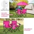 thumbnail image 2 of Spaco Portable Folding Picnic Double Chair With Removable Umbrella, Camping Furniture for Outdoor as Garden, Yard, Pink, 2 of 16