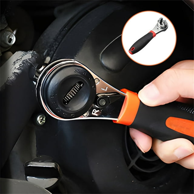 Iumwxz Adjustable Wrench Heat Treated Adjustable Ratchet Wrench For 6-22mm Screw Rust Universal Adjustable Socket Wrench Ratcheting Wrench Set home tool black metal Festival Gift