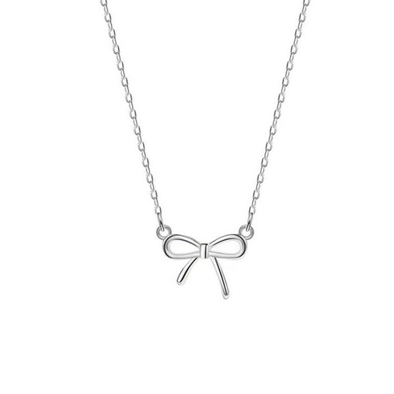 ZSPERKLA Silver Bow Necklace for Women Dainty Bow Pendant Choker Chain Necklace Trendy Jewelry Gifts